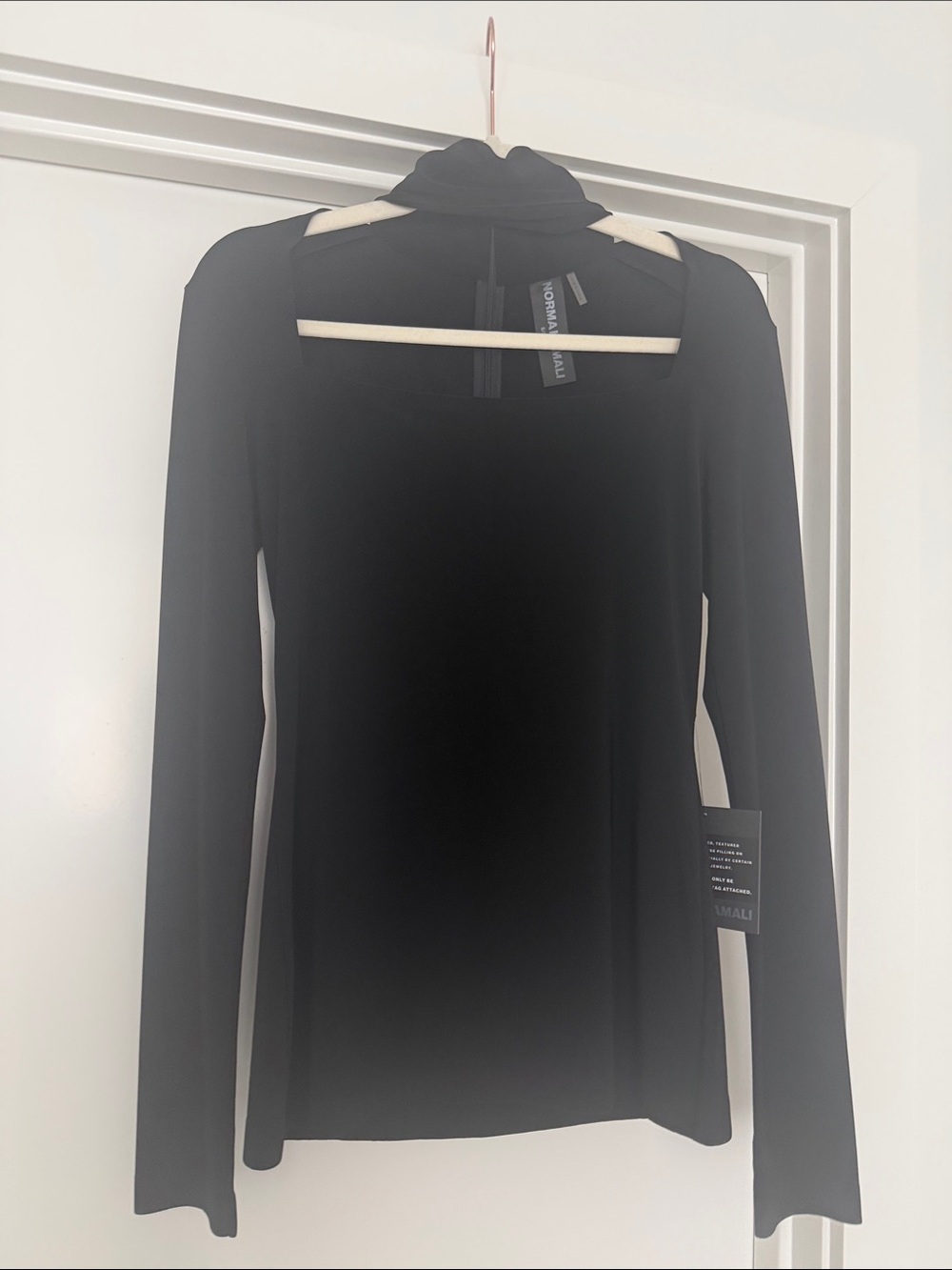 Norma Kamali Black Long-Sleeve Turtleneck Top